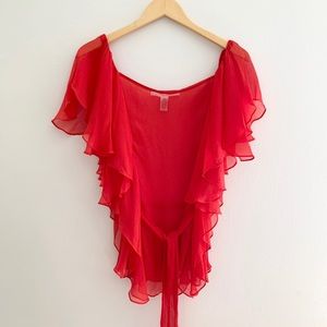 DIANE VON FURSTENBURG RUFFLE SQUARE NECK TOP